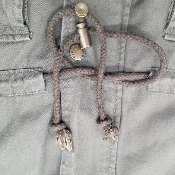 C'ESTTOI Vest Women S Green Fuzzy Lining Cinch Drawstring Waist Zip Snaps Milita - Picture 9 of 11